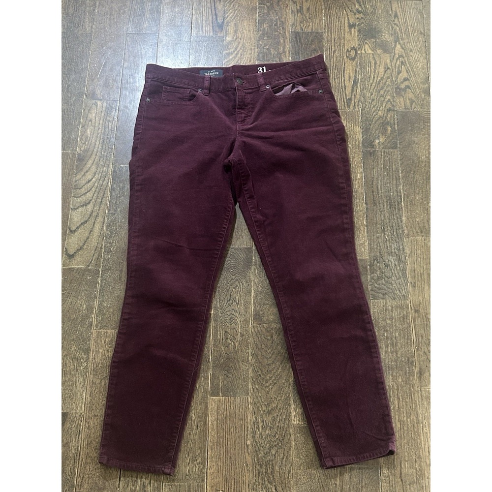 J. Crew Toothpick maroon corduroy ankle pants size 31